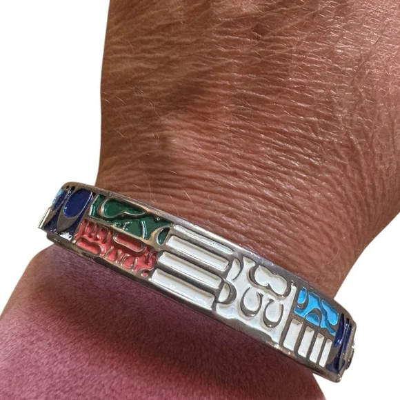Coach Y2K Signature C Patchwork Enamel Bangle Bracelet One Size - Picture 4 of 4